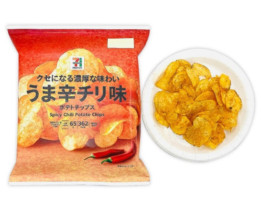 Featuring a crisp, light texture and the juicy umami of pork, chicken, and beef, these spicy chili potato chips hit the spot every time!