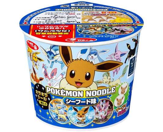 Your favorite anime is here, now with its own ramen! Seafood is a popular type of instant ramen in Japan, and this one comes with Eevee kamaboko (fish cakes) inside! And on top of that, it even comes with a special Pokémon collector's sticker inside! Eevee gives their stamp of approval!    